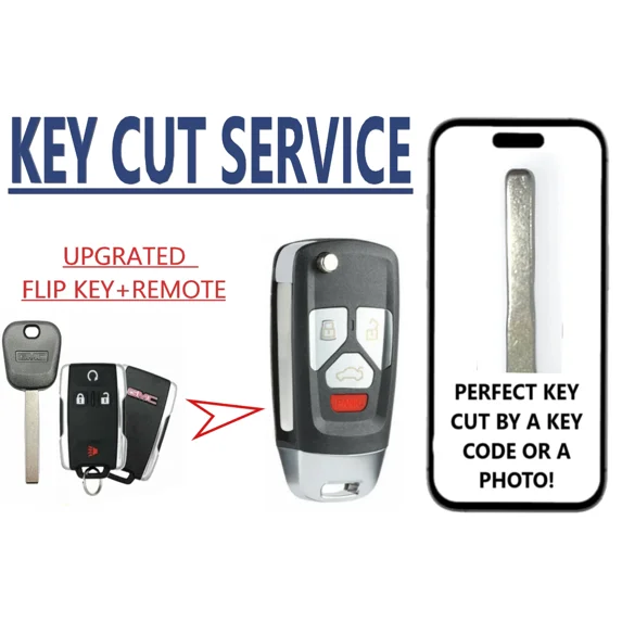 KEY CUT + UPGRATED GMC 2014-2019 B119 Transponder key + Remote Fob M3N-32337100