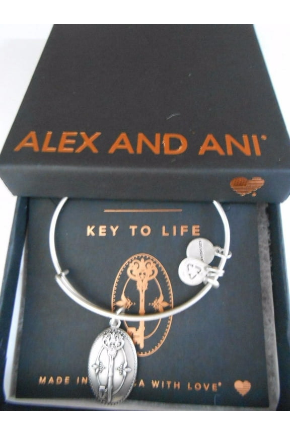 KEY TO LIFE Russian Silver Charm Bangle New WithTag Card & Box