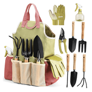 KEYAHAPPY Garden Tools Set, 9 Piece Gardening Tools with Fashion Bag, Rust-Proof & Heavy-Duty Gardening Supplies Kit Ideal Garden Gifts for Women & Men