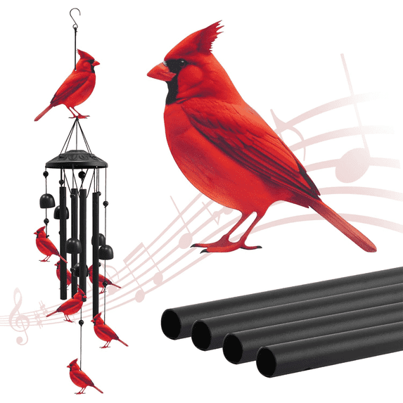 KEYAHAPPY Wind Chimes for Outside, Hummingbird Windchimes Outdoors, Durable Hanging Garden Decor for Patio, Yard, Porch, Balcony, Red