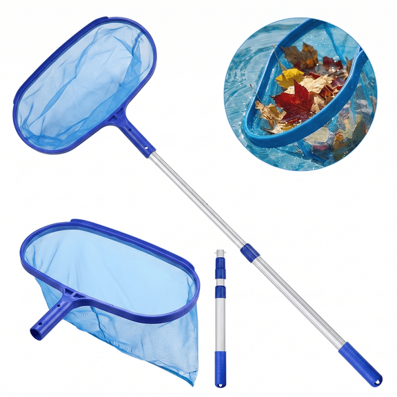 KEYAHAPPY Pool Net with 13.4" Deep Fine Mesh, Larger Capacity Pool Skimmer Net with Adjustable 16-41" Telescopic Pole, Cleaning Tools for Swimming Pools, Pond, Spas and Fountains