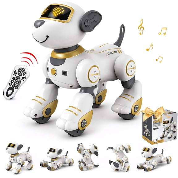 KEYAHAPPY RC Robot Dog Toy, Programmable Interactive Smart Robot Pet with Music Dance Stunt, Touch Response & Follow Mode, Gift for Kids 3-8 Years Old
