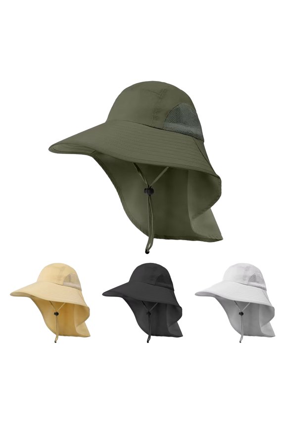Sun Hats for Women with Neck Flap UPF 50+ UV Protective Hiking Fishing Hats Wide Brim Sun Hat for Women & Men, Army Green