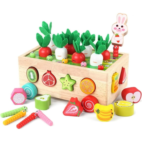 KEYAHAPPY Toddler Toys , Wooden Farm Toys for  1+ Year Old Girls Boys, Educational Learning Toys for 1-2 Year Old,Shapes Sorting &Matching, Preschool Learning Fine Motor Skills Game