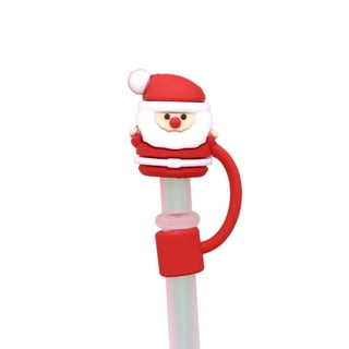 Christmas Themed Straw Covers, Cute Christmas Silicone Straw Cover Tips,  Silicone Straw Toppers for Tumblers, 3D Santa Snowman Straw Stopper for  Glass