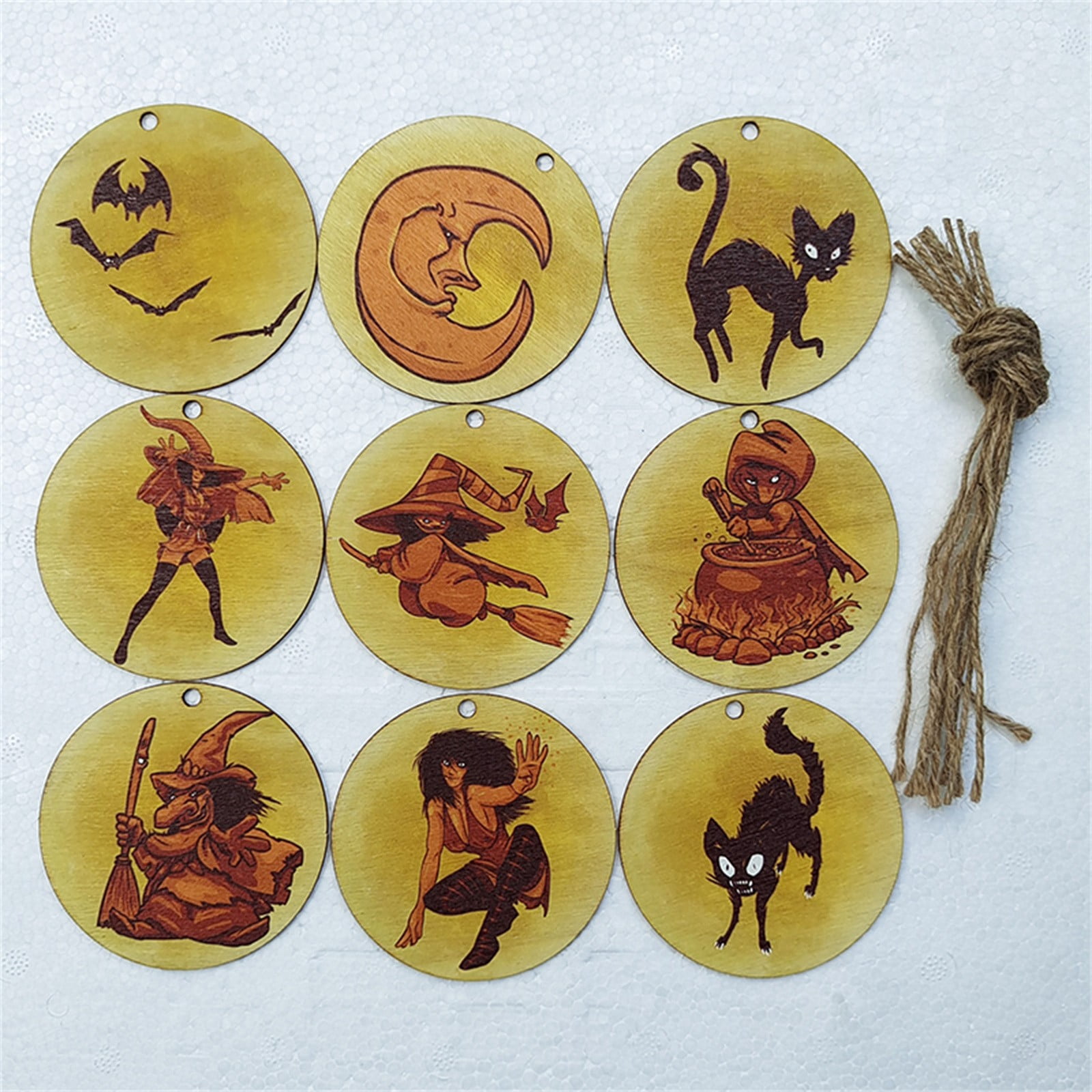 KEYBANG Clearance Halloween Decorations, Halloween Round Piece Wooden
