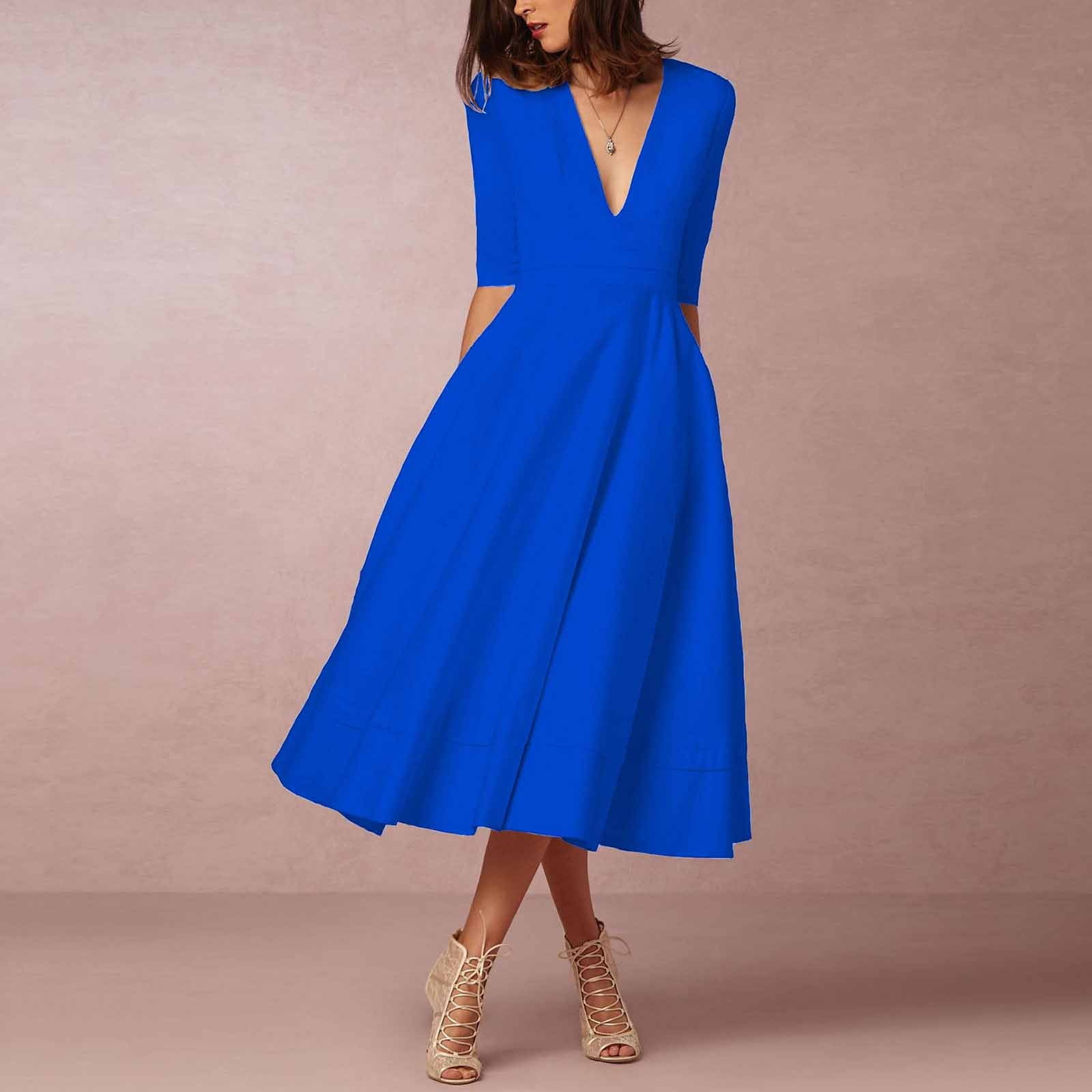 Blue mid hotsell length dress