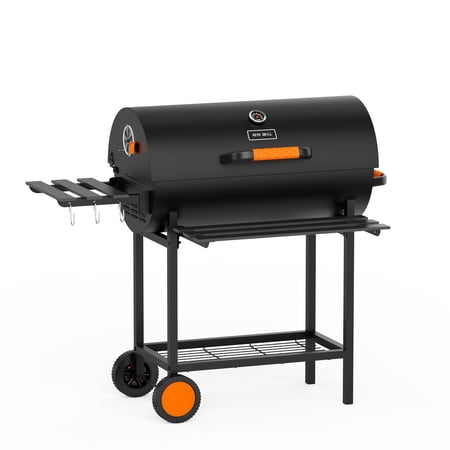 KEYO GRILL 537 SQ in Charcoal Grill with Adjustable Height Charcoal Pan, Foldable Side Shelf for Backyard, Black