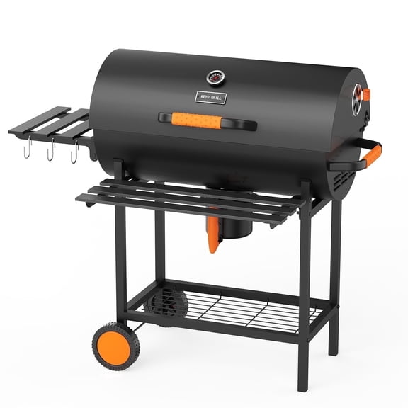 KEYO GRILL 537 SQ in Charcoal Grill with Foldable Side Shelf,Removable Ash Pan for Backyard,Black