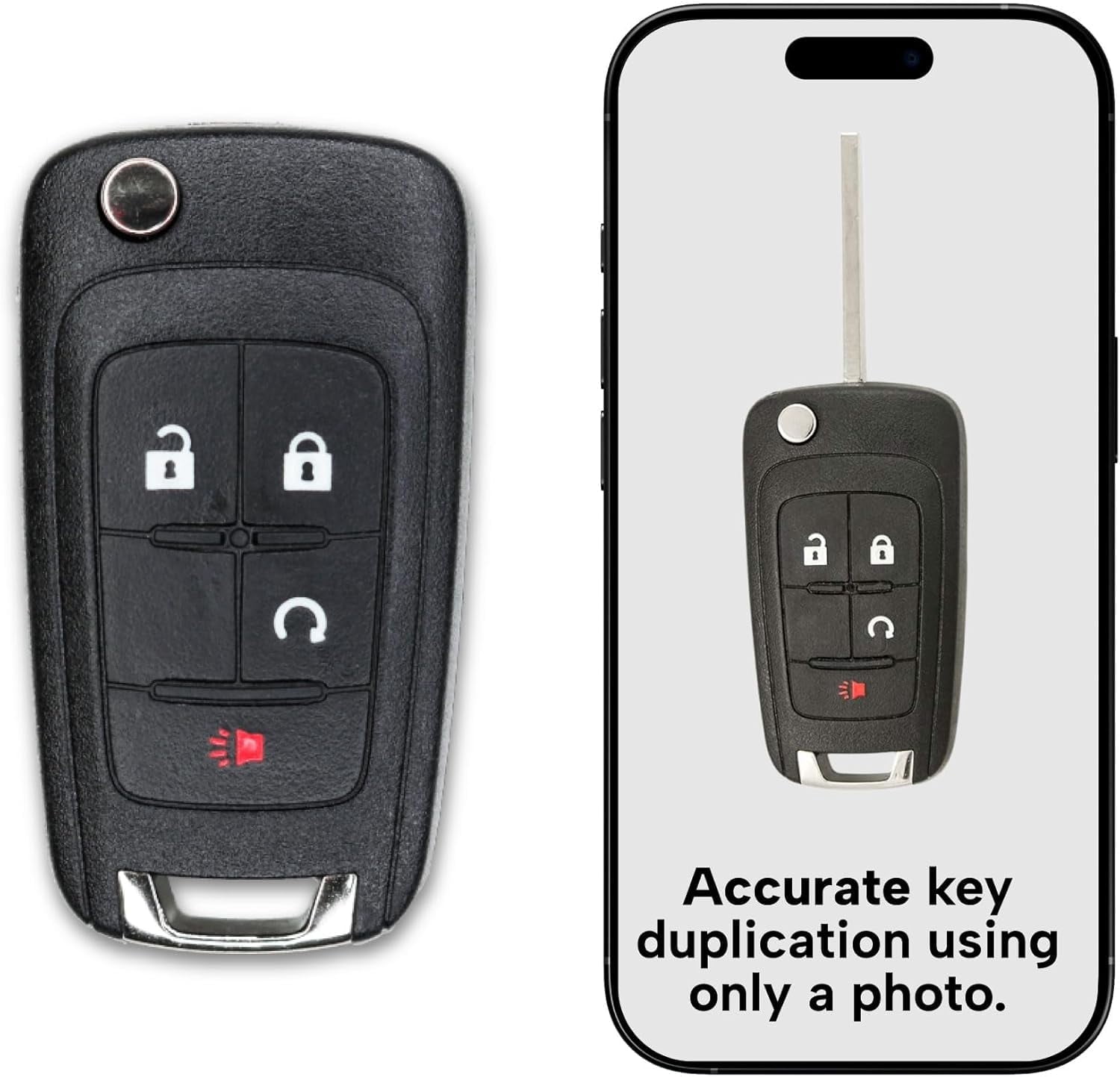 KEYS4LESS Replacement 4 Button Flip Key for GM Vehicles – Fits 2010 ...