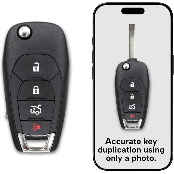 KEYS4LESS Replacement 4-Button Flip Key Remote Compatible with Chevrolet Cruze 20162019  FCC LXP-T004, 433 MHz, Uncut Blade, Works with Keyless Entry, Lock, Unlock & Trunk Functions