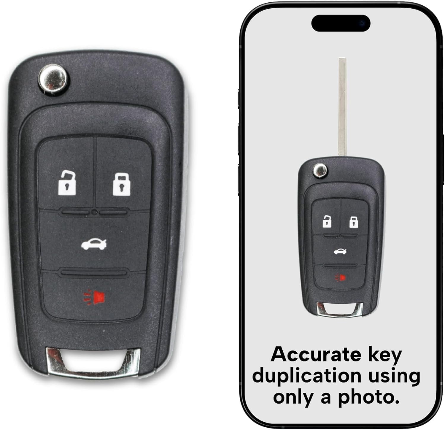 KEYS4LESS Replacement Smart Flip Key for GM/PEPS Vehicles – 4 Button ...