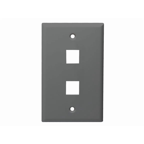 Monoprice Standard Size Keystone Plate 2 Port, Gray, UL