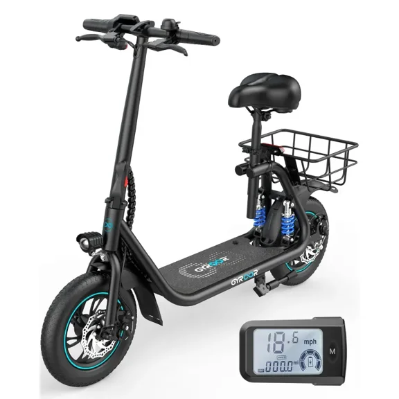 KEYSTP C1 PRO Electric Bike with Basket for Pet 450W Electric Scooter with Dual Shock Absorbers for Adult