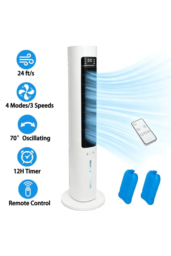41 Inch Evaporative Air Cooler with 70° Oscillating, 4 Modes & 3 Speeds, Portable Air Conditioner with Remote Control, Swamp Cooler, 12h Timer, 24 ft/s