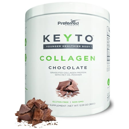 KEYTO Keto Collagen Protein Powder with MCT Oil Powder – Perfect for Low-Carb Diet Chocolate 12.91OZ