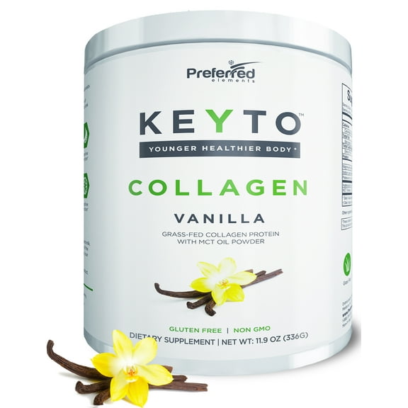 KEYTO Keto Collagen Protein Powder with MCT Oil Powder Perfect for Low-Carb Diet Vanilla 11.9 oz