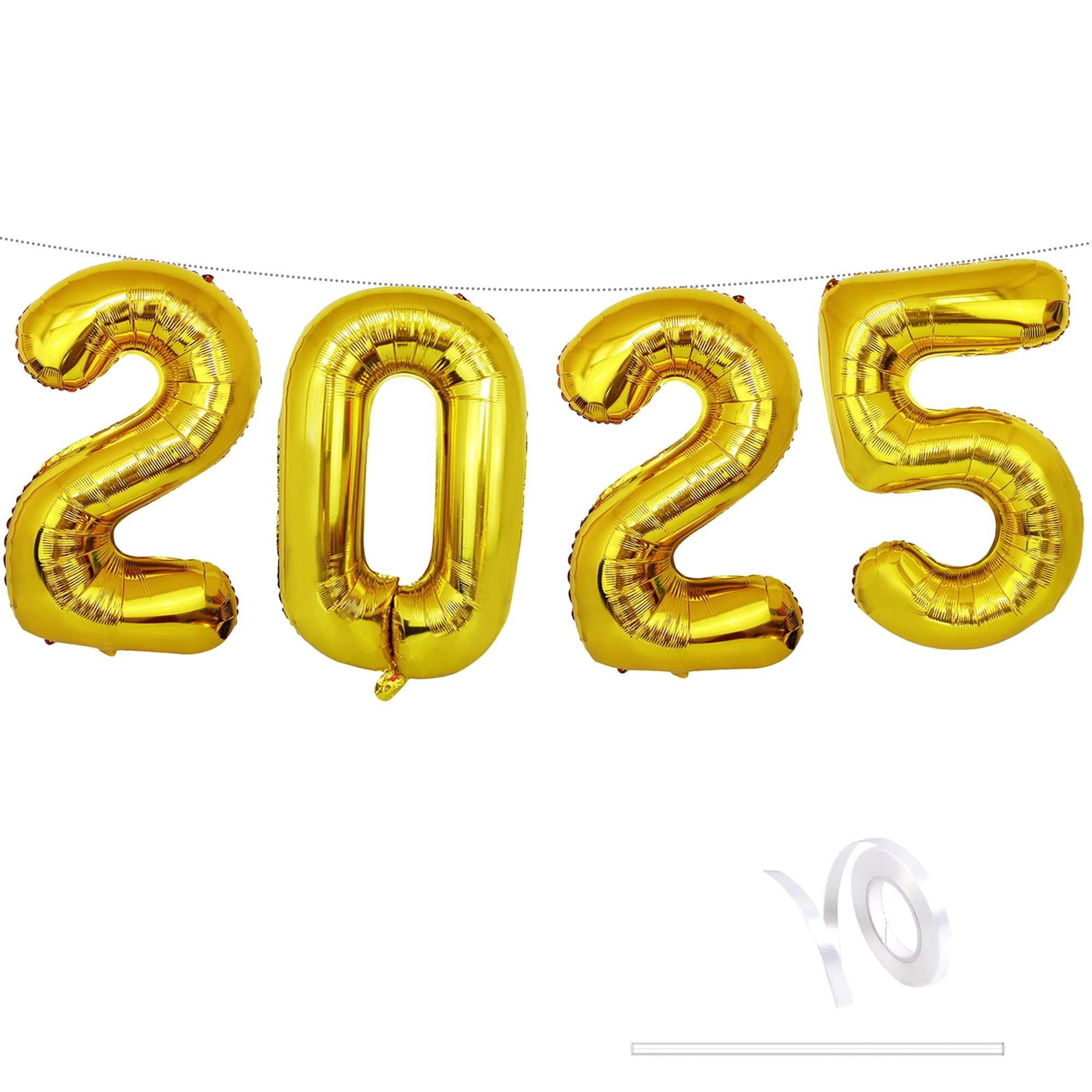 KEYYOOMY 16 Inch Gold 2025 Number Balloons Small Foil Number Balloons