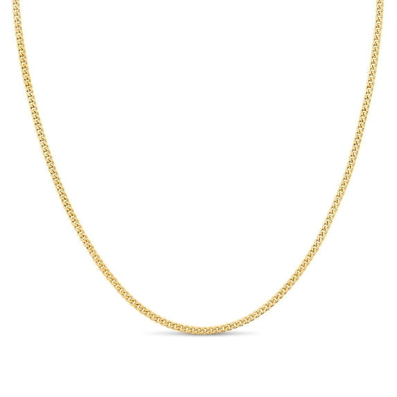 Kezef 14K Gold Plated Sterling Silver Cuban Curb Chain 1.8mm Women's or Men's Necklace, Made in Italy, Curb Link 24" Necklace