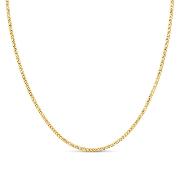 Kezef 14K Gold Plated Sterling Silver Cuban Curb Chain 1.8mm Women's or Men's Necklace, Made in Italy, Curb Link 24" Necklace