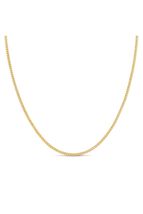 14K Gold Plated Sterling Silver Cuban Curb Chain 1.8mm Women's or Men's Necklace, Made in Italy, Curb Link 30" Necklace