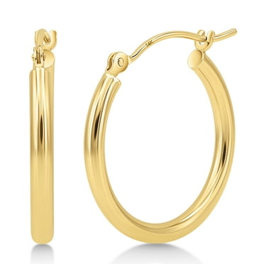 14K Gold Colored Lightweight Chunky Open Hoops | Gold Hoop Earrings for ...