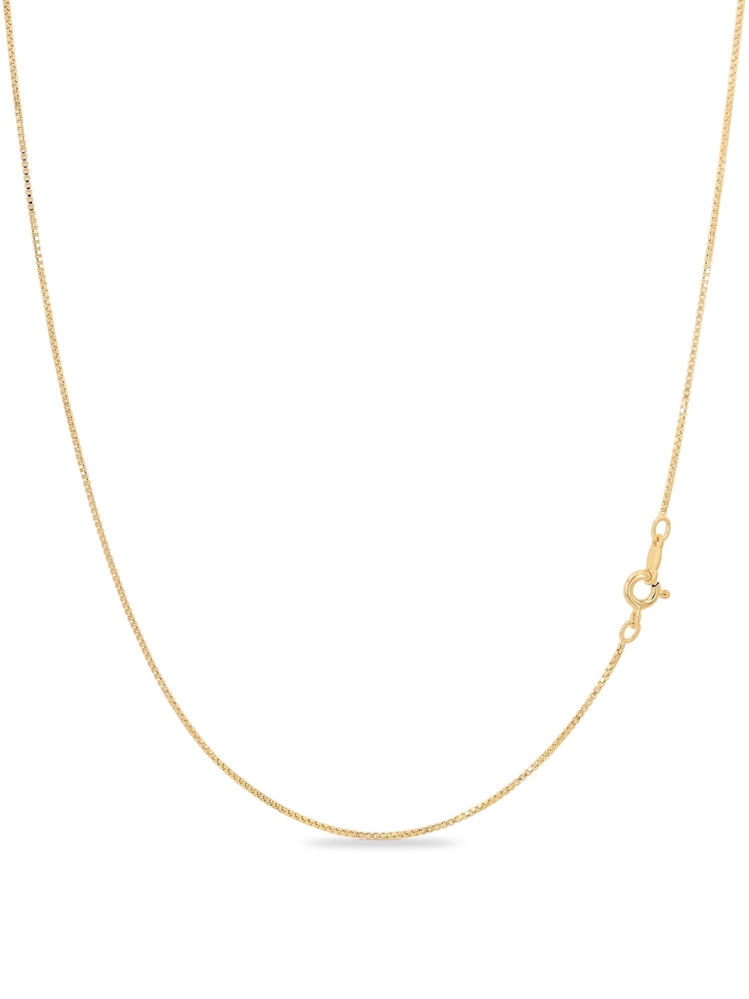 18K Gold Plated Sterling Silver Necklace - 1mm Box Chain ...