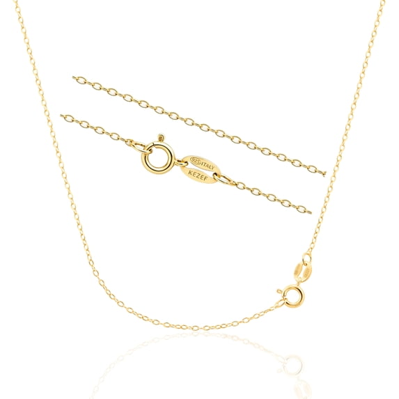 Kezef Gold Chain Necklace for Women, 18K Gold-Plated Sterling Silver, 1mm Cable Chain, 16 Inch, Spring-Ring Clasp, Made in Italy