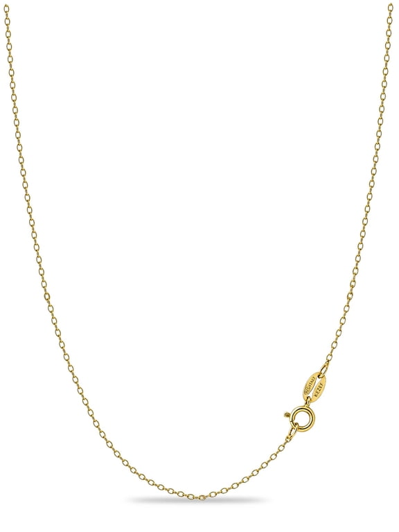 Gold Chain Necklace for Women, 18K Gold-Plated Sterling Silver, 1mm Cable Chain, 24 Inch, Spring-Ring Clasp, Made in Italy