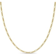 Kezef 18k Gold Plated 2mm Sterling Silver Curb Figaro Singapore Necklace 14-42 Inch   Italian Jewelry for Men & Women