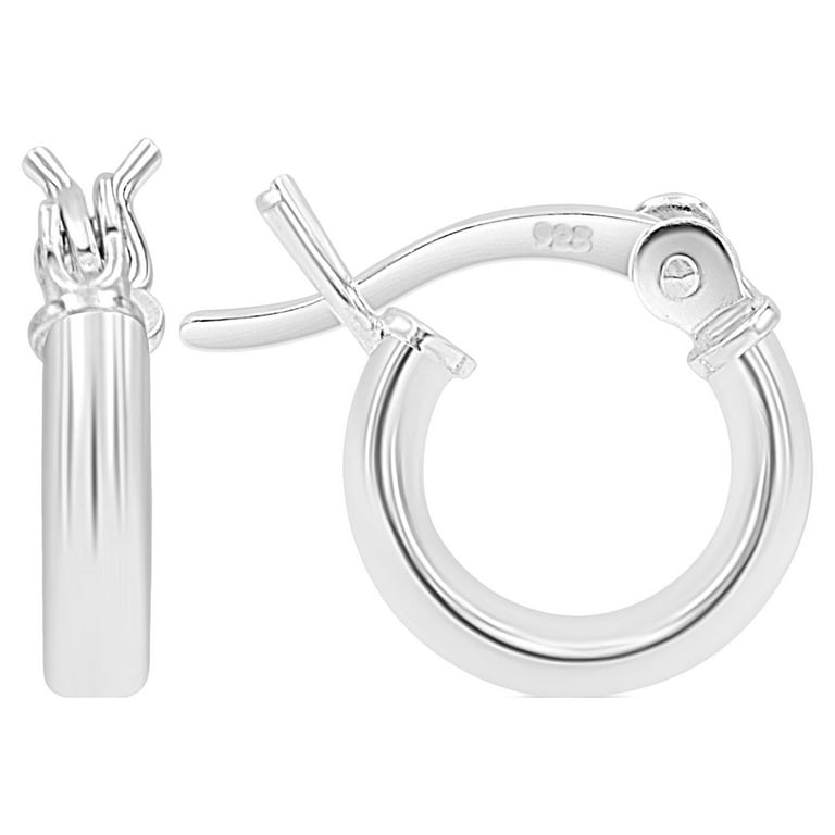 Men's Stainless Steel 10mm Thick Silver Hoop Earrings