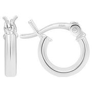 KEZEF 925 Sterling Silver Hoop Earrings | 2mm High Polished Silver Hoops for Women, Men | Lightweight Earring 10mm Diameter