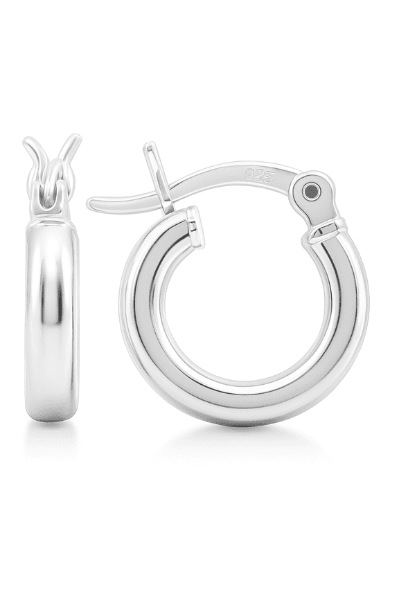 Women's Sterling Silver Hoop Earrings - 925 Earring Hoops - Hypoallergenic - 12mm