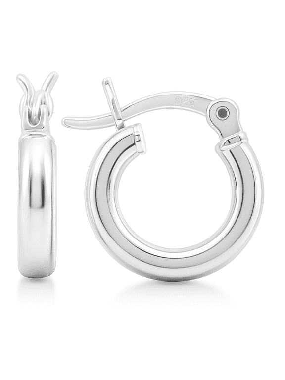 Women's Sterling Silver Hoop Earrings - 925 Earring Hoops - Hypoallergenic - 12mm