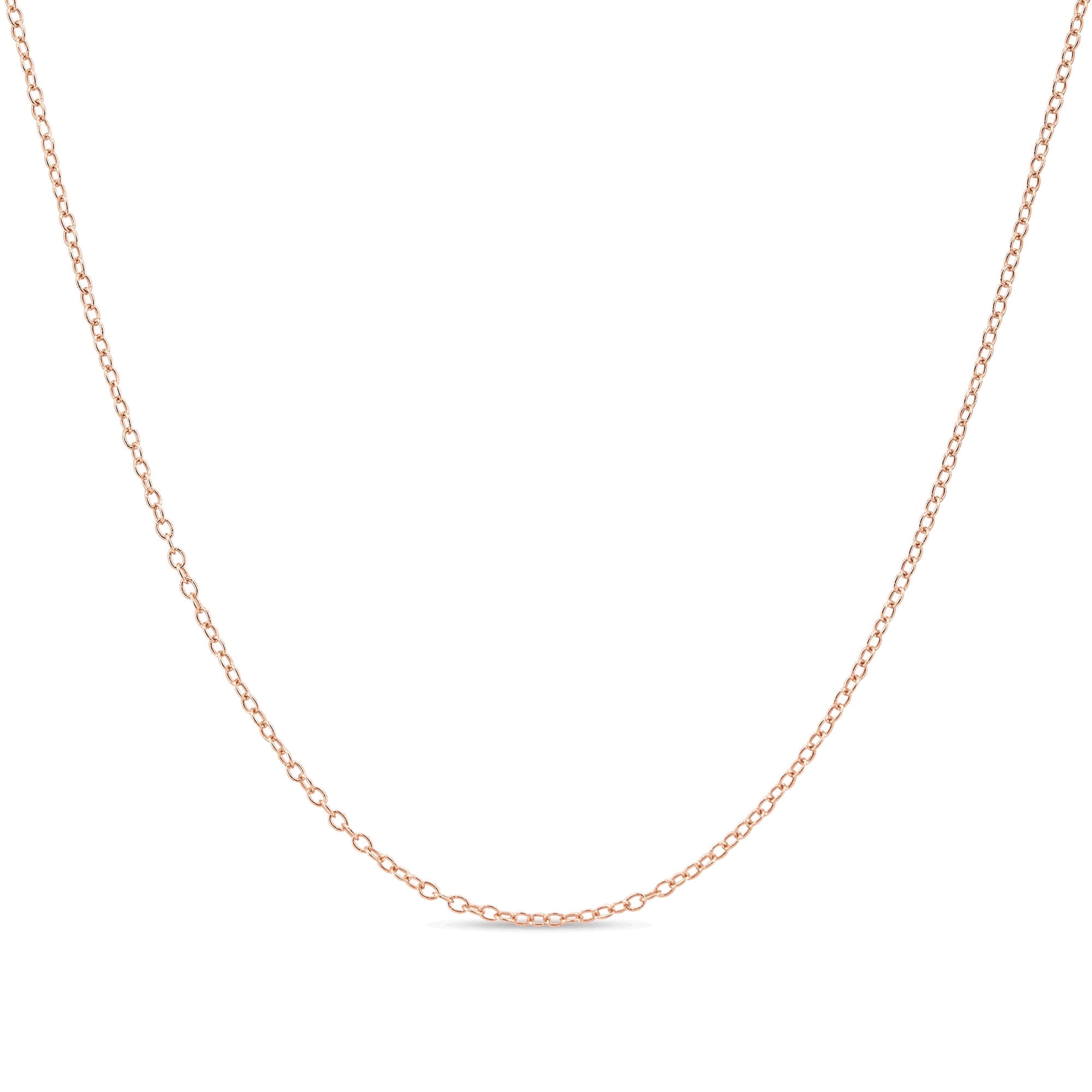 Kezef Rose Gold Chain Necklace for Women, Rose Gold-Plated Sterling Silver, 1mm Cable Chain, 24 Inch, Spring-Ring Clasp, Made in Italy