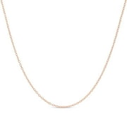 KEZEF Rose Gold Chain Necklace for Women, Rose Gold-Plated Sterling Silver, 1mm Cable Chain, 16 Inch, Spring-Ring Clasp, Made in Italy