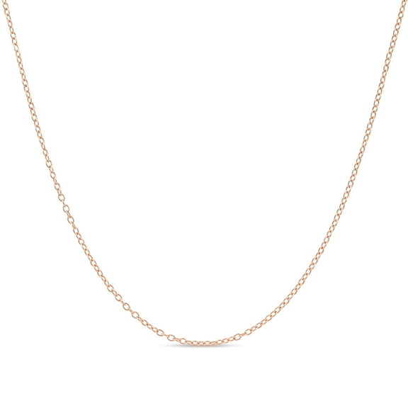 Kezef Rose Gold Chain Necklace for Women, Rose Gold-Plated Sterling Silver, 1mm Cable Chain, 24 Inch, Spring-Ring Clasp, Made in Italy
