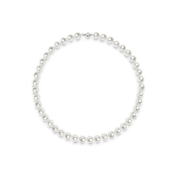 Kezef Faux Pearl Necklace Cream White Simulated Pearls Necklace for Women 18" - Pearl Necklace for Men - Pearl Size: 10mm Pearls