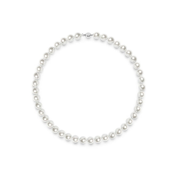 Kezef Faux Pearl Necklace Cream White Simulated Pearls Necklace for Women 18" - Pearl Necklace for Men - Pearl Size: 10mm Pearls