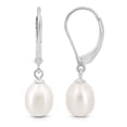 thumbnail image 1 of Kezef 14K White Gold Plated Sterling Silver Pearl Drop Earrings for Women – White Cultured Pearl Leverback – Hypoallergenic June Birthstone Jewelry, 1 of 6