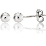 KEZEF High Polished Sterling Silver Ball Stud Earrings 2mm to 16mm 4mm