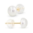 thumbnail image 1 of Kezef Pearl Stud Earrings for Women 14K Gold-Plated – Pearl Stud Earrings – Unique Pair Earrings Stud with Butterfly 14K Gold-Plated Back with Silicone – 5.5-6mm, 1 of 6