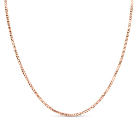 Kezef Rose Gold Plated Sterling Silver Cuban Curb Chain 1.8mm Women's or Men's Necklace, Made in Italy, Curb Link 30" Necklace