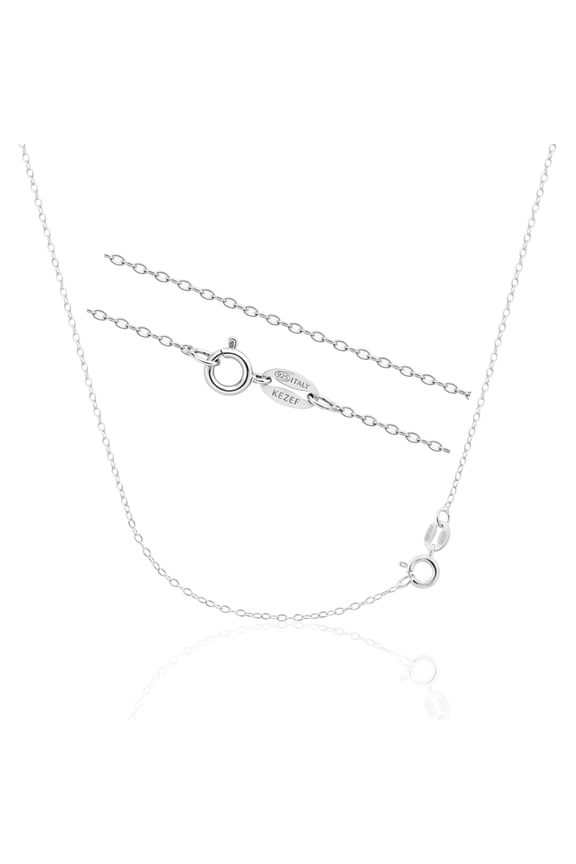 Silver Chain Necklace for Women – Rhodium-Plated Sterling Silver, 1mm Cable Chain, 16 Inch, Made in Italy, Tarnish Resistant
