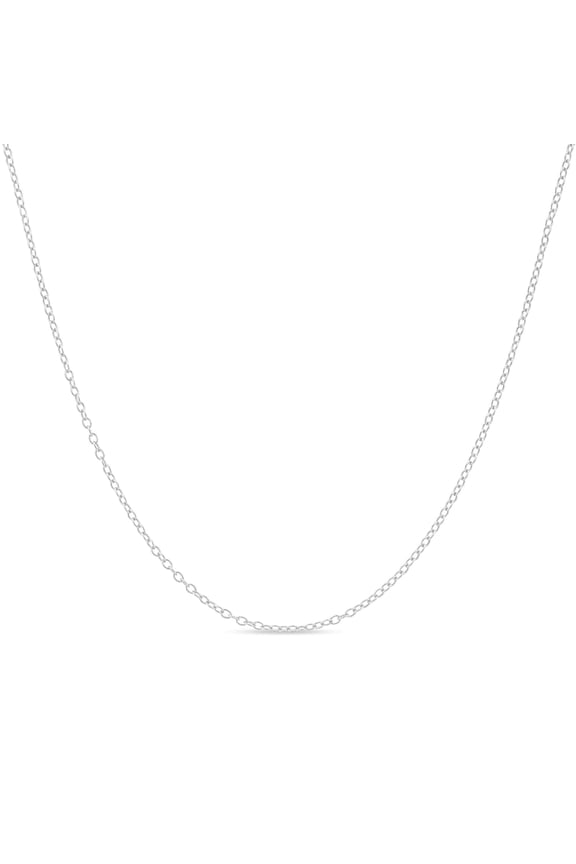 Silver Chain Necklace for Women – Rhodium-Plated Sterling Silver, 1mm Cable Chain, 18 Inch, Made in Italy, Tarnish Resistant