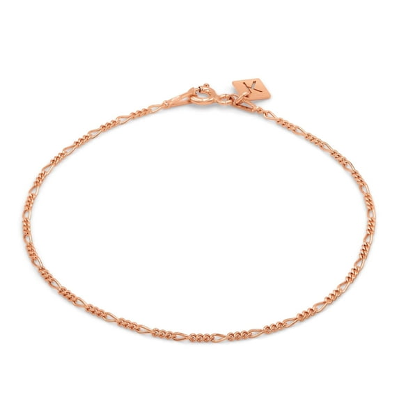 Kezef Sterling Silver 1.5mm Figaro Chain Bracelet - Solid Bracelet Chain 8 inches - Italian 925 Sterling Silver Jewelry Bracelets - Sterling Silver Chains for Men Women Rose Gold Plated