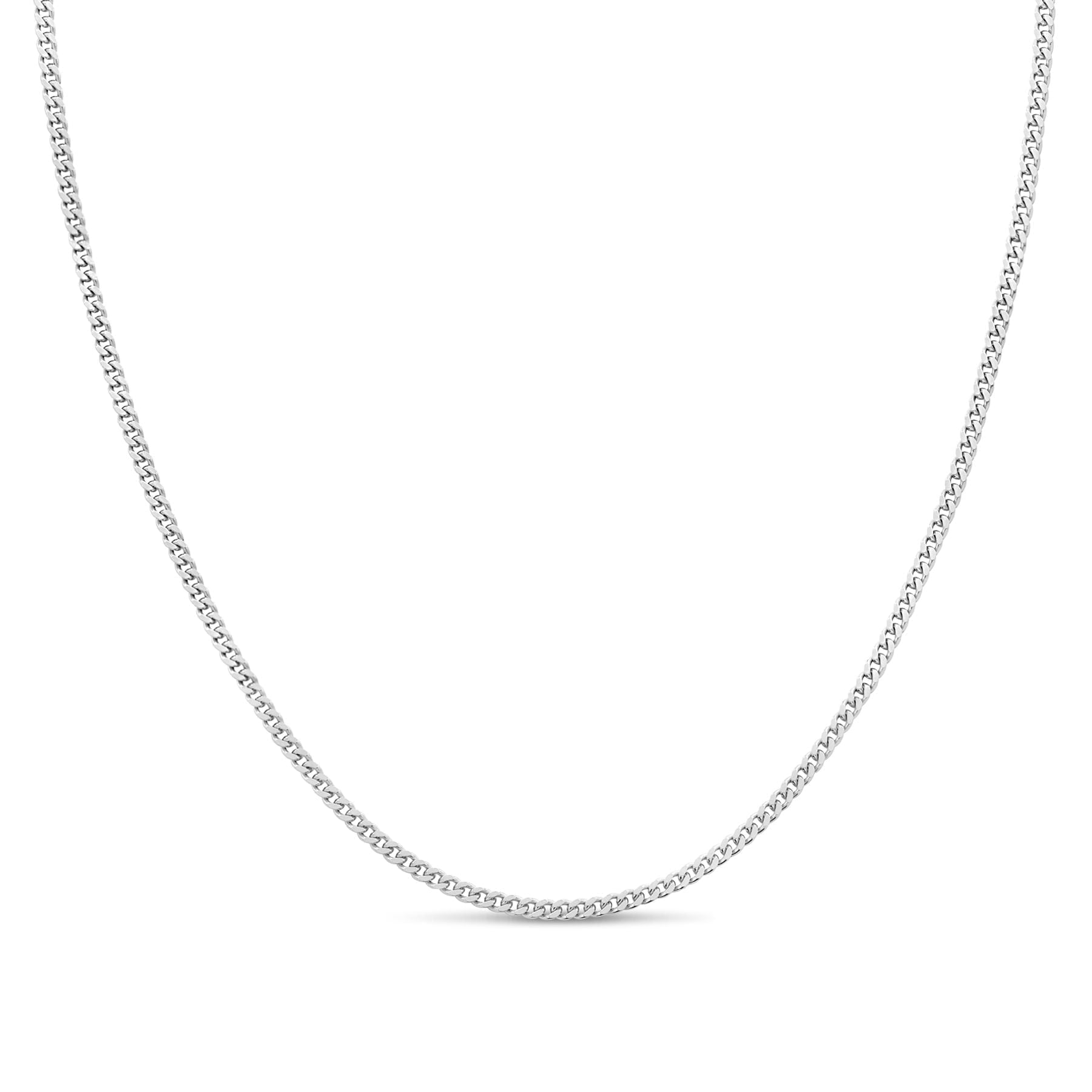 KEZEF Sterling Silver Cuban Curb Chain 1.8mm Women's or Men's Necklace, Made in Italy, Curb Link 16" Necklace