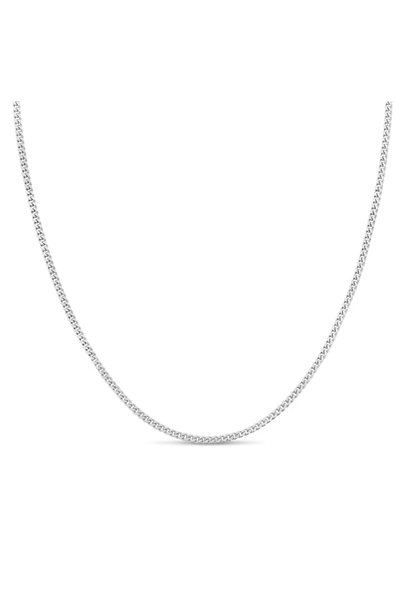 Sterling Silver Cuban Curb Chain 1.8mm Women's or Men's Necklace, Made in Italy, Curb Link 16" Necklace