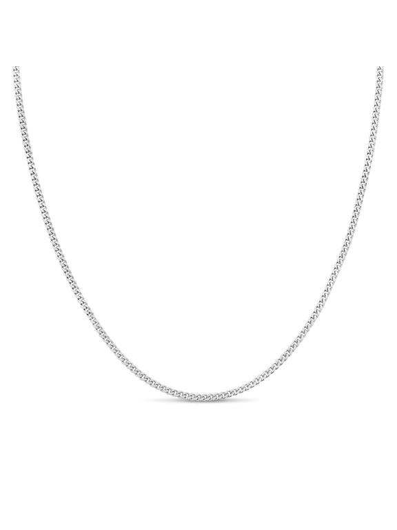 Sterling Silver Cuban Curb Chain 1.8mm Women's or Men's Necklace, Made in Italy, Curb Link 22" Necklace