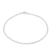 KEZEF Sterling Silver Cuban Curb Chain 1.8mm Womens or Mens Necklace, Made in Italy, Curb Link 7" Bracelet